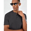 image:imageCOOFANDY Mens Casual Henley Shirt Short Sleeve Cotton Pique Band Collar Shirt Summer Button Basic Tee ShirtsDark Gray
