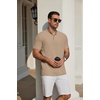 image:imageCOOFANDY Mens Casual Henley Shirt Short Sleeve Cotton Pique Band Collar Shirt Summer Button Basic Tee ShirtsKhaki
