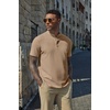 image:imageCOOFANDY Mens Casual Henley Shirt Short Sleeve Cotton Pique Band Collar Shirt Summer Button Basic Tee ShirtsKhaki