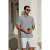 image:imageCOOFANDY Mens Casual Henley Shirt Short Sleeve Cotton Pique Band Collar Shirt Summer Button Basic Tee ShirtsLight Grey