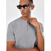 image:imageCOOFANDY Mens Casual Henley Shirt Short Sleeve Cotton Pique Band Collar Shirt Summer Button Basic Tee ShirtsLight Grey