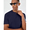 image:imageCOOFANDY Mens Casual Henley Shirt Short Sleeve Cotton Pique Band Collar Shirt Summer Button Basic Tee ShirtsNavy Blue