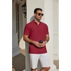 image:imageCOOFANDY Mens Casual Henley Shirt Short Sleeve Cotton Pique Band Collar Shirt Summer Button Basic Tee ShirtsRed