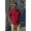 image:imageCOOFANDY Mens Casual Henley Shirt Short Sleeve Cotton Pique Band Collar Shirt Summer Button Basic Tee ShirtsRed