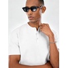 image:imageCOOFANDY Mens Casual Henley Shirt Short Sleeve Cotton Pique Band Collar Shirt Summer Button Basic Tee ShirtsWhite