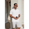 image:imageCOOFANDY Mens Casual Henley Shirt Short Sleeve Cotton Pique Band Collar Shirt Summer Button Basic Tee ShirtsWhite