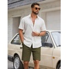 image:imageCOOFANDY Mens Casual Shorts Cotton Drawstring Elastic Waist Lightweight 9 Chino Golf Shorts Summer Beach ShortsArmy Green
