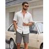 image:imageCOOFANDY Mens Casual Shorts Cotton Drawstring Elastic Waist Lightweight 9 Chino Golf Shorts Summer Beach ShortsDark Grey
