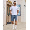 image:imageCOOFANDY Mens Casual Shorts Cotton Drawstring Elastic Waist Lightweight 9 Chino Golf Shorts Summer Beach ShortsDenim Blue