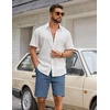 image:imageCOOFANDY Mens Casual Shorts Cotton Drawstring Elastic Waist Lightweight 9 Chino Golf Shorts Summer Beach ShortsDenim Blue