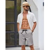 image:imageCOOFANDY Mens Casual Shorts Cotton Drawstring Elastic Waist Lightweight 9 Chino Golf Shorts Summer Beach ShortsGrey