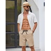 image:imageCOOFANDY Mens Casual Shorts Cotton Drawstring Elastic Waist Lightweight 9 Chino Golf Shorts Summer Beach ShortsKhaki