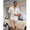 image:imageCOOFANDY Mens Casual Shorts Cotton Drawstring Elastic Waist Lightweight 9 Chino Golf Shorts Summer Beach ShortsKhaki