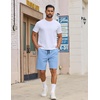 image:imageCOOFANDY Mens Casual Shorts Cotton Drawstring Elastic Waist Lightweight 9 Chino Golf Shorts Summer Beach ShortsLight Blue