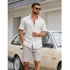 image:imageCOOFANDY Mens Casual Shorts Cotton Drawstring Elastic Waist Lightweight 9 Chino Golf Shorts Summer Beach ShortsLight Grey