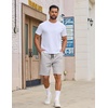 image:imageCOOFANDY Mens Casual Shorts Cotton Drawstring Elastic Waist Lightweight 9 Chino Golf Shorts Summer Beach ShortsLight Grey