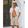image:imageCOOFANDY Mens Casual Shorts Cotton Drawstring Elastic Waist Lightweight 9 Chino Golf Shorts Summer Beach ShortsLight Khaki