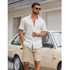 image:imageCOOFANDY Mens Casual Shorts Cotton Drawstring Elastic Waist Lightweight 9 Chino Golf Shorts Summer Beach ShortsLight Khaki