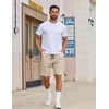image:imageCOOFANDY Mens Casual Shorts Cotton Drawstring Elastic Waist Lightweight 9 Chino Golf Shorts Summer Beach ShortsLight Khaki