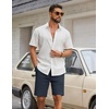 image:imageCOOFANDY Mens Casual Shorts Cotton Drawstring Elastic Waist Lightweight 9 Chino Golf Shorts Summer Beach ShortsNavy Blue