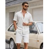 image:imageCOOFANDY Mens Casual Shorts Cotton Drawstring Elastic Waist Lightweight 9 Chino Golf Shorts Summer Beach ShortsWhite