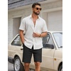 image:imageCOOFANDY Mens Casual Shorts Cotton Drawstring Elastic Waist Lightweight 9 Chino Golf Shorts Summer Beach ShortsZ 2 Packlight KhakiBlack