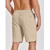 image:imageCOOFANDY Mens Casual Shorts Cotton Drawstring Elastic Waist Lightweight 9 Chino Golf Shorts Summer Beach ShortsZ 2 Packlight KhakiDark Grey