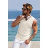 image:imageCOOFANDY Mens Casual Tank Tops Knit V Neck Sleeveless T Shirts 2 Pack Summer Beach Lightweight Muscle TeeBeige