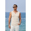 image:imageCOOFANDY Mens Casual Tank Tops Knit V Neck Sleeveless T Shirts 2 Pack Summer Beach Lightweight Muscle TeeBeige