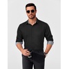 image:imageCOOFANDY Mens Dress Shirt Long Sleeve Casual Button Down Shirt Wrinkle Free Formal Business Shirts02black  Windowpane