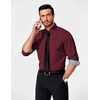 image:imageCOOFANDY Mens Dress Shirt Long Sleeve Casual Button Down Shirt Wrinkle Free Formal Business Shirts03wine Red Solid
