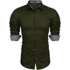 image:imageCOOFANDY Mens Dress Shirt Long Sleeve Casual Button Down Shirt Wrinkle Free Formal Business ShirtsArmy Green