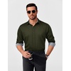 image:imageCOOFANDY Mens Dress Shirt Long Sleeve Casual Button Down Shirt Wrinkle Free Formal Business ShirtsArmy Green
