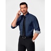 image:imageCOOFANDY Mens Dress Shirt Long Sleeve Casual Button Down Shirt Wrinkle Free Formal Business ShirtsNavy Blue Solid