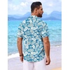 image:imageCOOFANDY Mens Hawaiian Shirt Short Sleeve Button Down Shirts Tropical Floral Summer Beach ShirtsAquamarine  Tropical Leaf