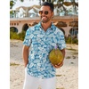 image:imageCOOFANDY Mens Hawaiian Shirt Short Sleeve Button Down Shirts Tropical Floral Summer Beach ShirtsAquamarine  Tropical Leaf