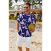 image:imageCOOFANDY Mens Hawaiian Shirt Short Sleeve Button Down Shirts Tropical Floral Summer Beach ShirtsBlue  Flamingo