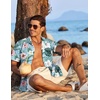 image:imageCOOFANDY Mens Hawaiian Shirt Short Sleeve Button Down Shirts Tropical Floral Summer Beach ShirtsLight Aqua  Tropical Floral