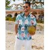 image:imageCOOFANDY Mens Hawaiian Shirt Short Sleeve Button Down Shirts Tropical Floral Summer Beach ShirtsLight Aqua  Tropical Floral
