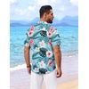 image:imageCOOFANDY Mens Hawaiian Shirt Short Sleeve Button Down Shirts Tropical Floral Summer Beach ShirtsLight Aqua  Tropical Floral