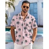 image:imageCOOFANDY Mens Hawaiian Shirt Short Sleeve Floral Button Down Shirts Tropical Holiday Beach ShirtsPink Tree