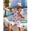 image:imageCOOFANDY Mens Hawaiian Shirt Short Sleeve Floral Button Down Shirts Tropical Holiday Beach ShirtsPink Tree