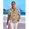 image:imageCOOFANDY Mens Hawaiian Shirt Short Sleeve Floral Button Down Shirts Tropical Holiday Beach ShirtsRetro Yellow Flower