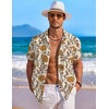 image:imageCOOFANDY Mens Hawaiian Shirt Short Sleeve Floral Button Down Shirts Tropical Holiday Beach ShirtsRetro Yellow Flower