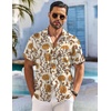 image:imageCOOFANDY Mens Hawaiian Shirt Short Sleeve Floral Button Down Shirts Tropical Holiday Beach ShirtsRetro Yellow Flower