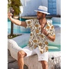 image:imageCOOFANDY Mens Hawaiian Shirt Short Sleeve Floral Button Down Shirts Tropical Holiday Beach ShirtsRetro Yellow Flower
