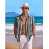 image:imageCOOFANDY Mens Hawaiian Shirt Short Sleeve Floral Button Down Shirts Tropical Holiday Beach ShirtsStriped  Black
