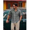 image:imageCOOFANDY Mens Hawaiian Shirt Short Sleeve Floral Button Down Shirts Tropical Holiday Beach ShirtsStriped  Black