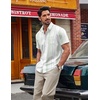 image:imageCOOFANDY Mens Hawaiian Shirt Short Sleeve Floral Button Down Shirts Tropical Holiday Beach ShirtsStriped  Light Green