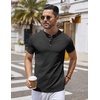 image:imageCOOFANDY Mens Henley Shirts Short Sleeve Casual Stylish Tshirt Lightweight Summer Basic Tee TopsBlack